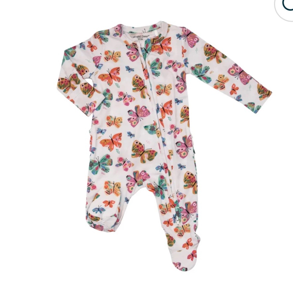 ANGEL DEAR ZIPPER RUFFLE FOOTIE - GEO BUTTERFLY